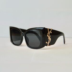 Yves Saint Laurent Black and Gold Oversized Sunglasses